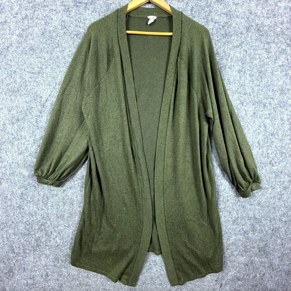 Blu Pepper Long Open Cardigan Sweater‎ Womens Medium Green Y2K 90s Lagenlook